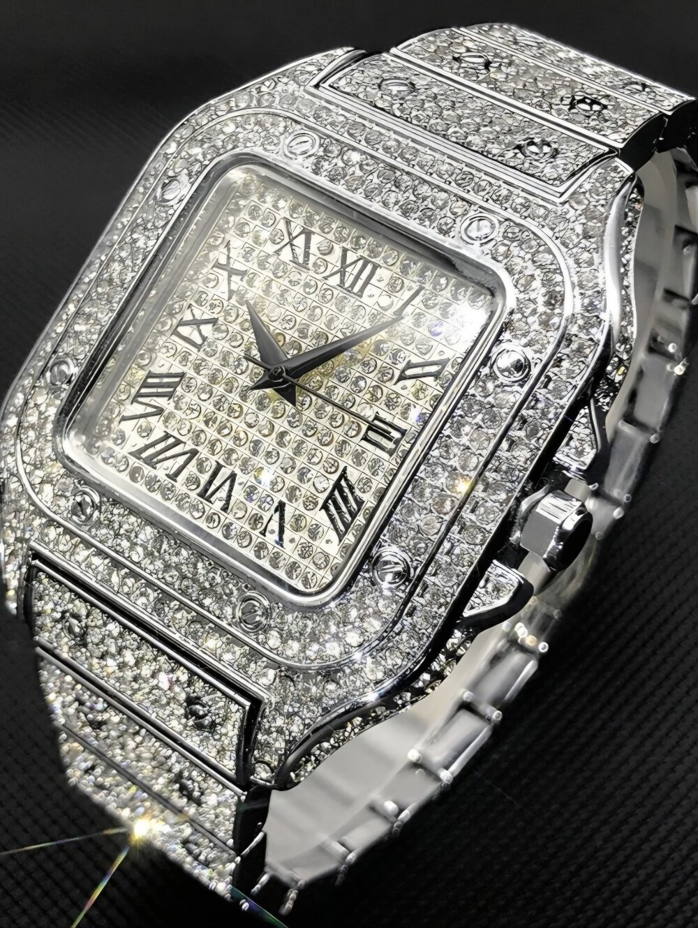 Iced Out VVS Square Roman Dial Gold | Stainless Steel Bust Down Watch (NWOT) - Picture 4 of 8